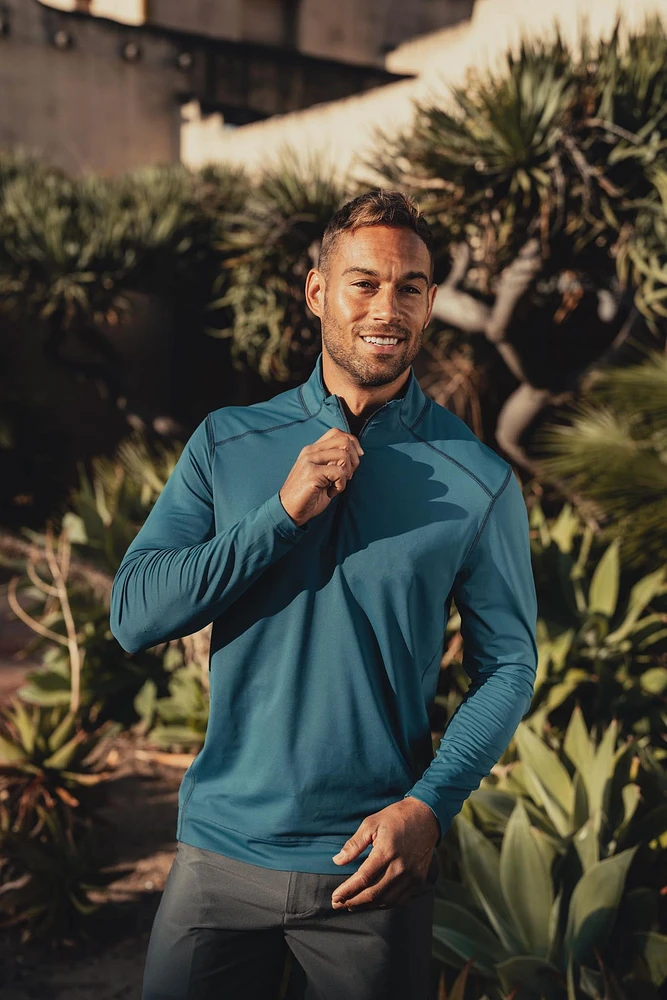 Seamed Performance Quarter Zip White