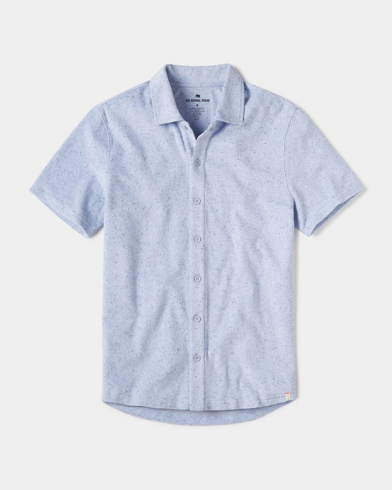 Towel Terry Button Down Sky Blue