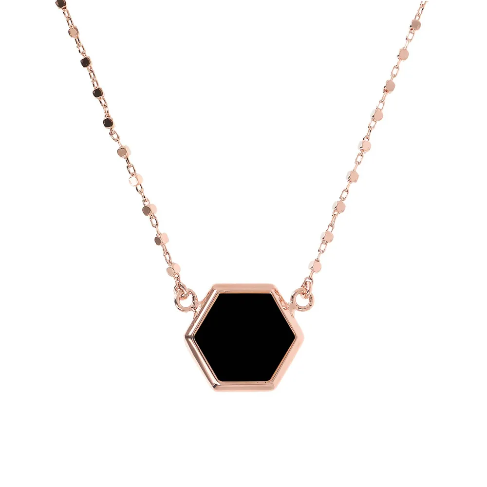 Bronzallure Cube Chain Necklace with Hexagonal Pendant