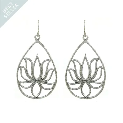 Satya Silver Teardrop Lotus Earrings