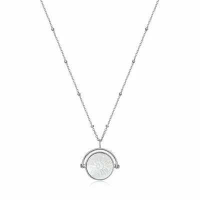 Ania Haie Silver Mother of Pearl Sunbeam Emblem Necklace