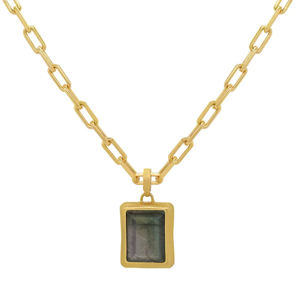 Dean Davidson Gold Large Labradorite Baguette Necklace