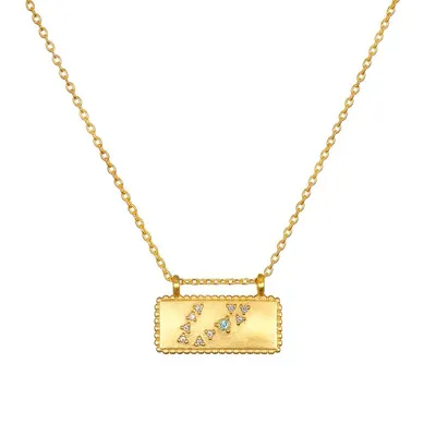 Satya Gold Pisces Aqua Zodiac Necklace