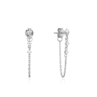 Ania Haie Silver Spike Chain Stud Earrings