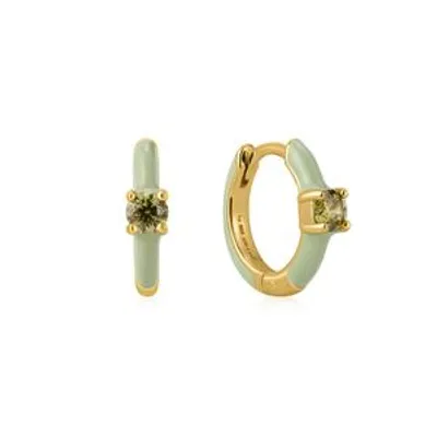 Ania Haie Sage Enamel Gold Huggie Hoop Earrings