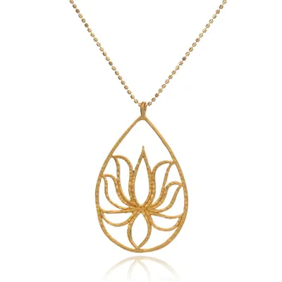 SatyaGold Etched Lotus Necklace