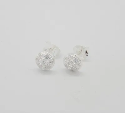 Marseille Sterling Round Pave CZ Stud Earrings