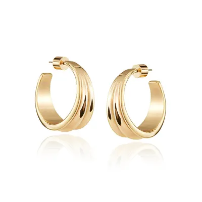 Jenny Bird Gold Tapered Pleated Hoops