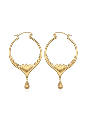 Satya Gold Lotus Hoop Drop Earrings