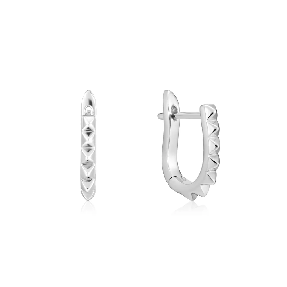 Ania Haie Silver Spike Huggie Hoop Earrings