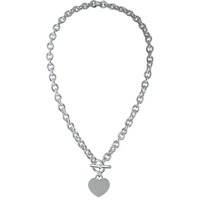 Marseille Silver Toggle Heart Clasp Chain Necklace