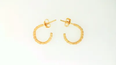 Satya Gold Hammered Bead Hoop Earrings