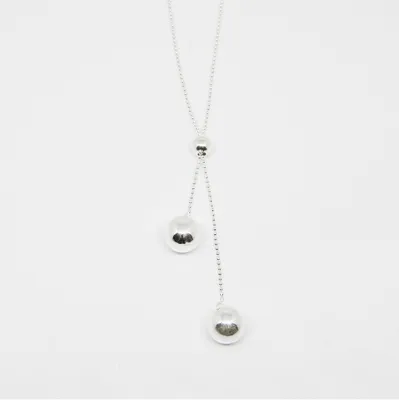 Marseille Sterling Double Ball Lariat Necklace