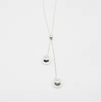 Marseille Sterling Double Ball Lariat Necklace