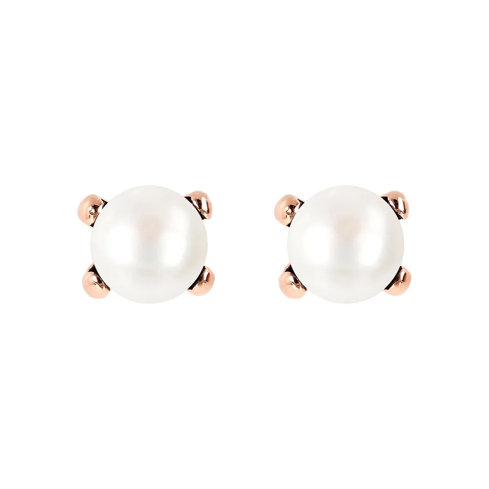 Bronzallure Pearl Button Earrings