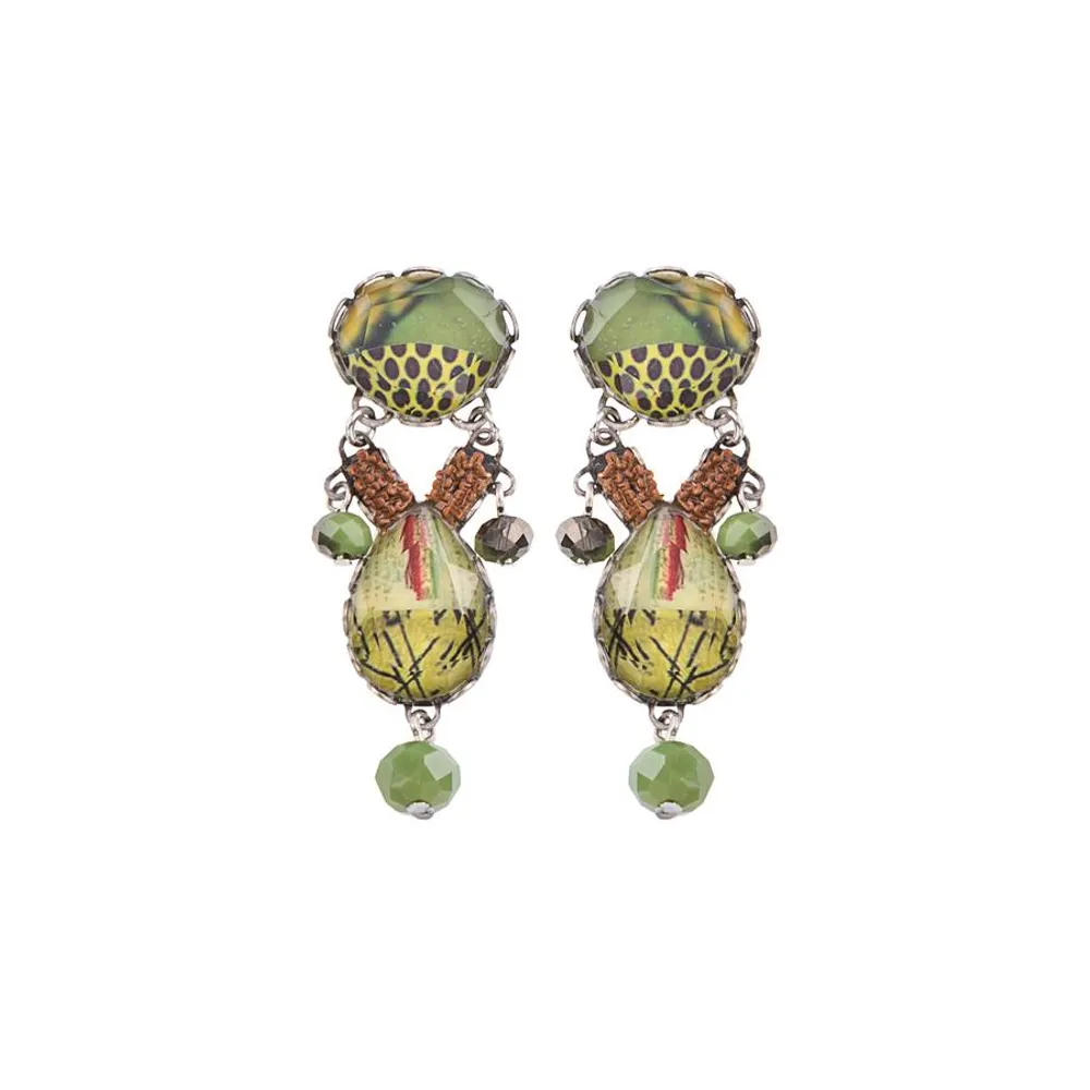 Ayala Bar Green Meadow Mantis Hook Earrings