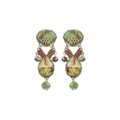 Ayala Bar Green Meadow Mantis Stud Earrings