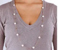 Bronzallure Long Necklace with Beads and Ming Pearl