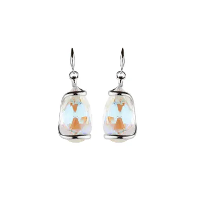 Andrea Marazinni Silver Drop Short Aurora Boreale Earrings