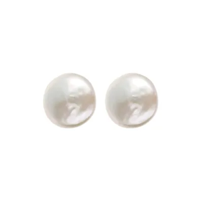 Bronzallure Freshwater Pearl Button Earrings