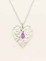 Holly Yashi Amethsyt/Silver Blooming Heart Necklace