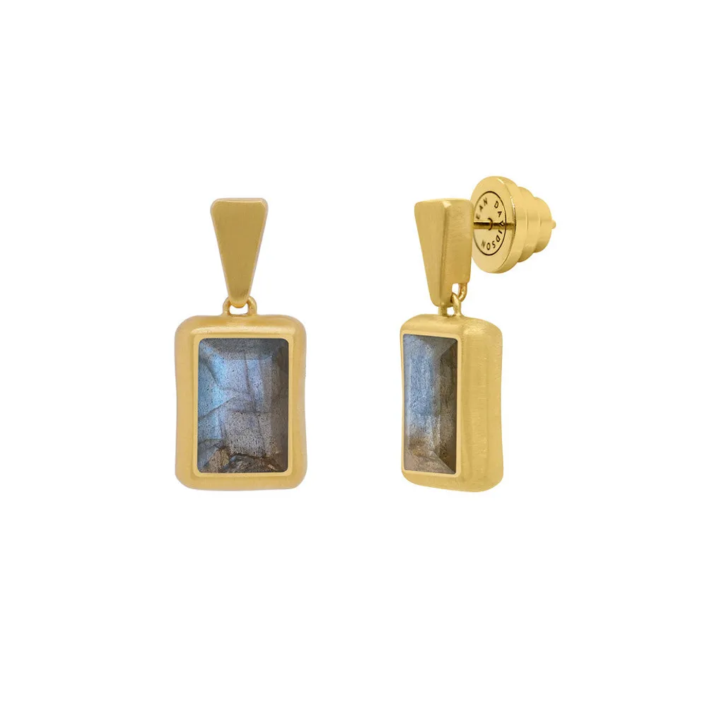 Dean Davidson Gold Labradorite Baguette Drop Earrings