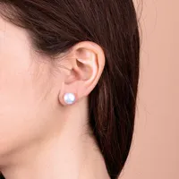 Bronzallure Freshwater Pearl Button Earrings
