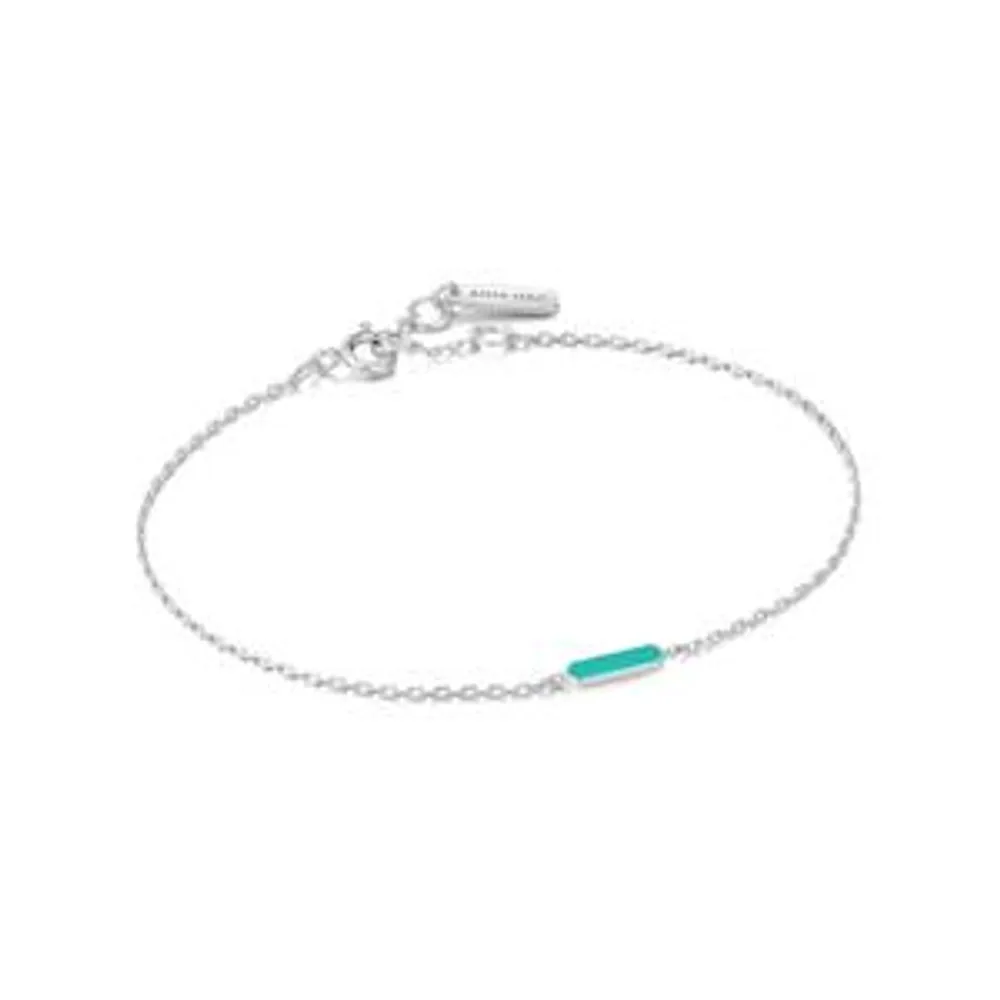 Ania Haie Teal Enamel Bar Silver Bracelet