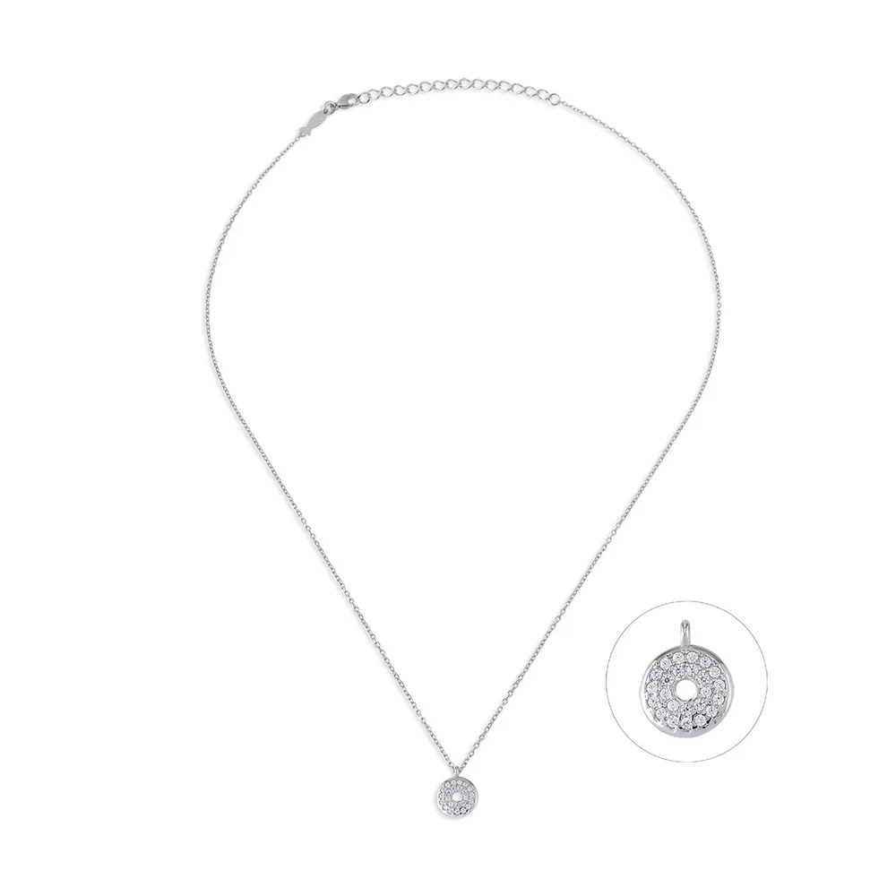 Kurshuni Silver Cz Mini Magic Disc Necklace