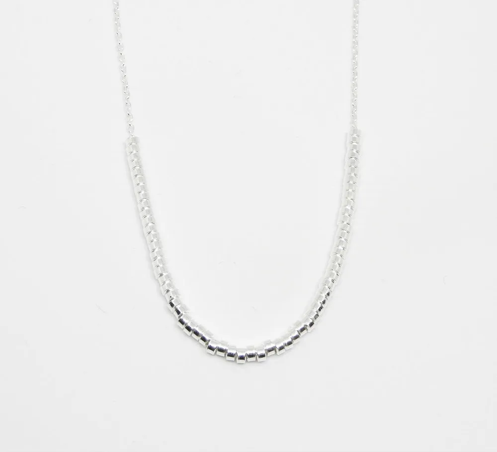 Marseille Sterling Tube Beads Slider Chain Necklace