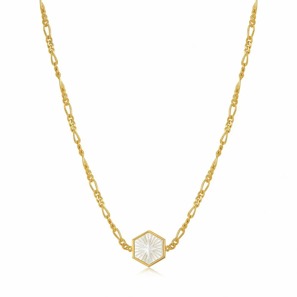 Ania Haie Gold Mother of Pearl Compass Emblem Necklace