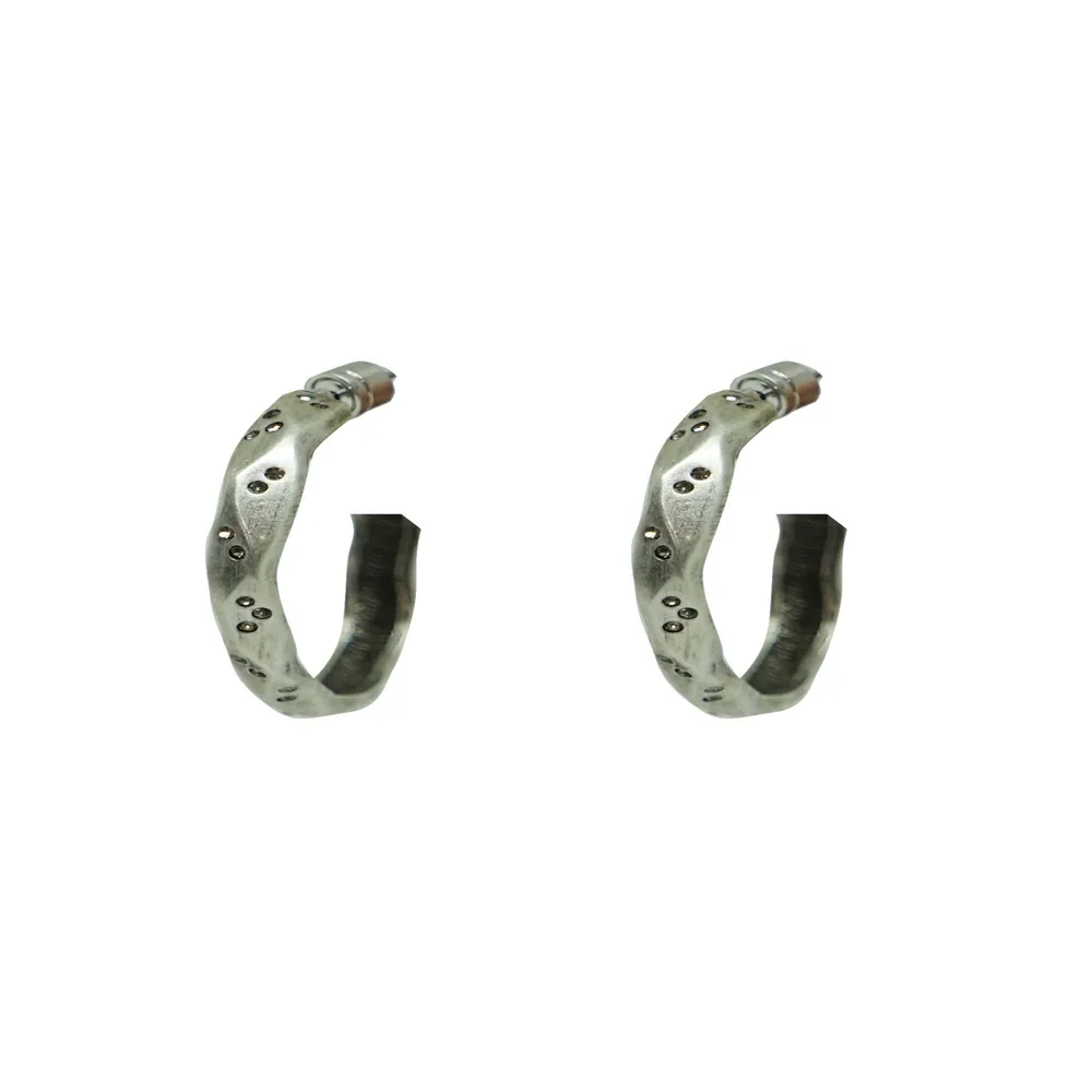 TAT2 Vintage SIlver Thin Wave Hoop Earrings