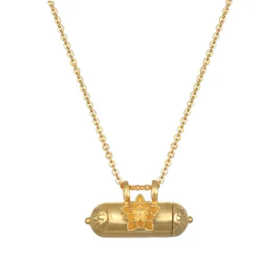 Satya Gold Grateful Expansion Lotus Tube Necklace