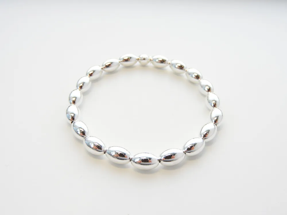 Marseille Silver Stretch Oval Ball Bracelet