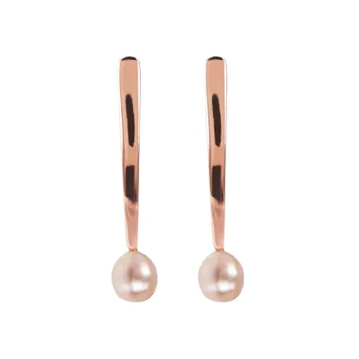 Bronzallure Dangle earrings with Golden Rosé Bar and Pearl