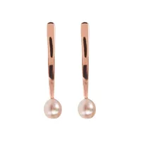 Bronzallure Dangle earrings with Golden Rosé Bar and Pearl