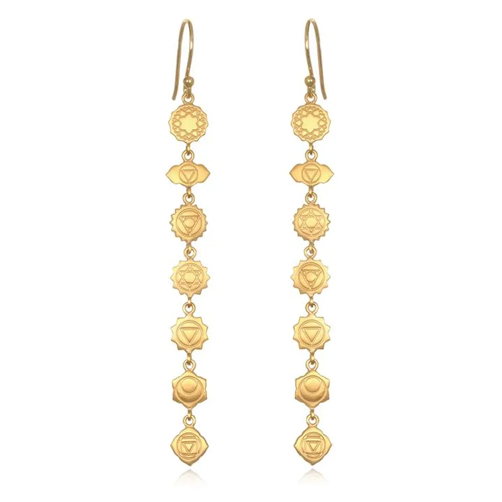 Satya Gold Long Chakra Earrings