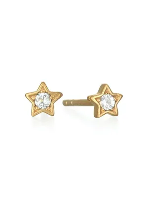 Satya Gold White Topaz Star Studs