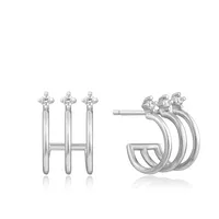 Ania Haie Silver Triple Mini Hoop Studs