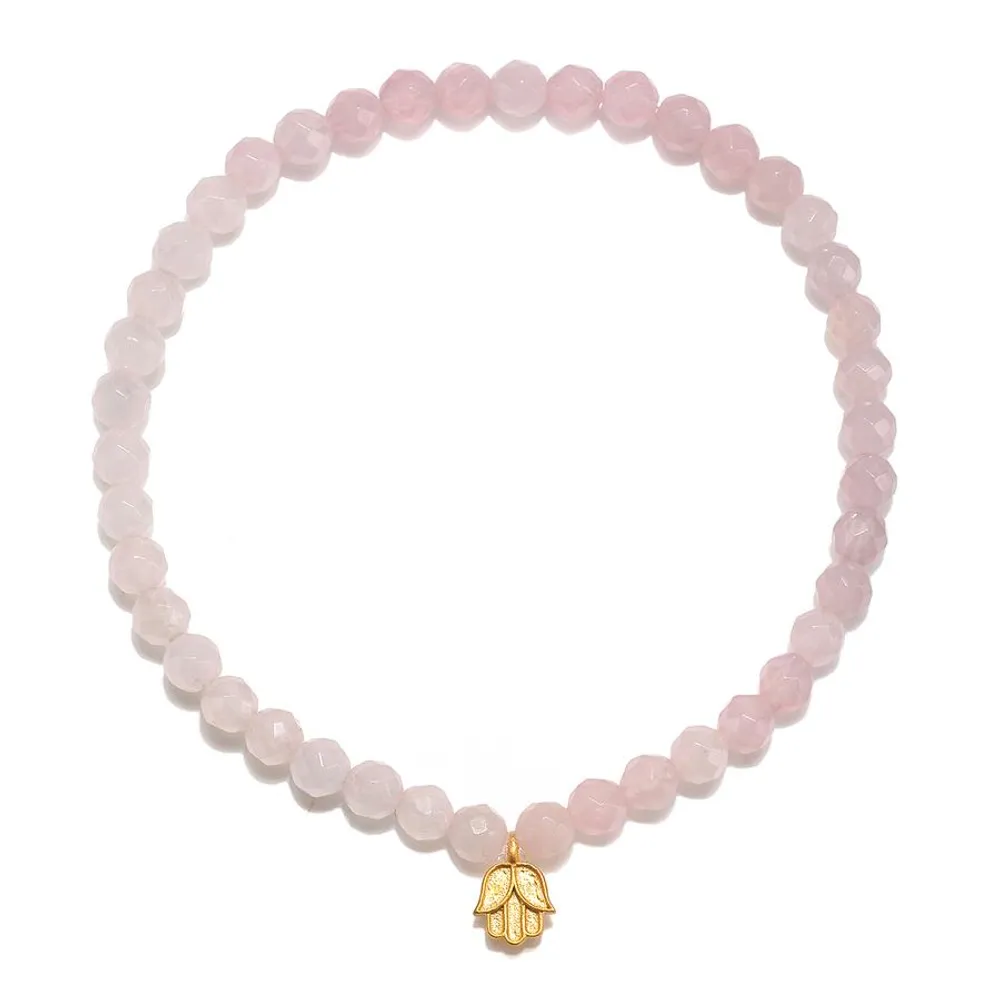 Satya Rose Quartz Mini Hamsa Stretch Bracelet