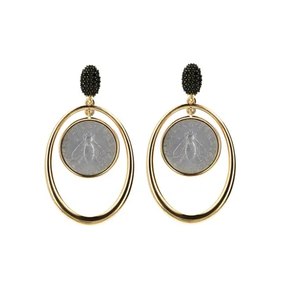 Etrusca Oval Drop Earrings with Coin