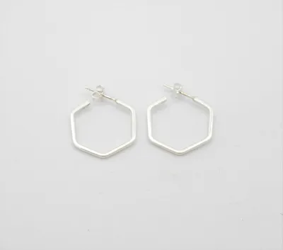 Marseille Sterling Hexagonal Hoop Earrings