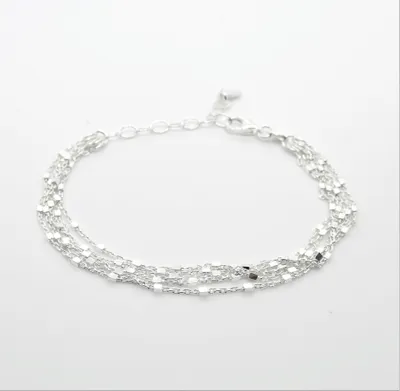 Marseille Sterling Multi Strand Bracelet with Diamond Cut Cubes