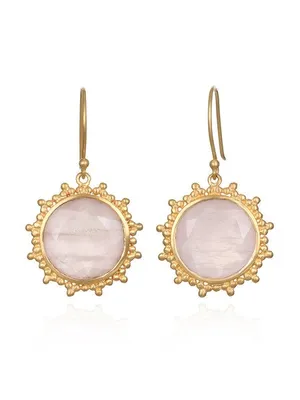 Satya Gold Rose Quartz Drop Earrings