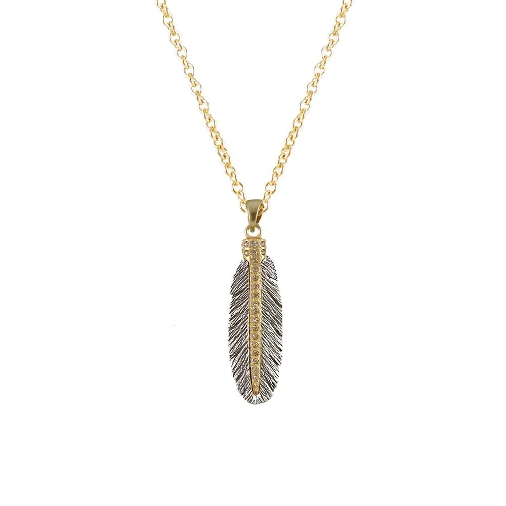 TAT2 Vintage SIlver Casbah Mini Feather Necklace