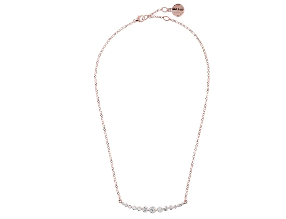 Bronzallure Tapered CZ Curve Bar Necklace