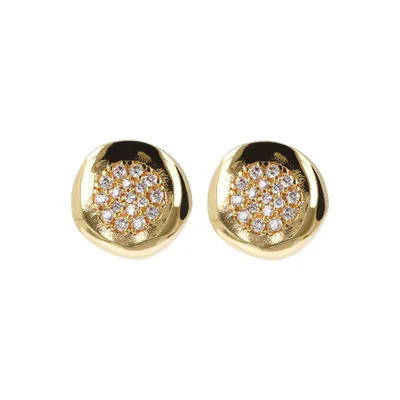 Etrusca Button Earrings with Cubic Zirconia