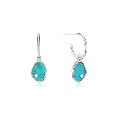 Anai Haie Silver Tidal Turquoise Mini Hoop Earrings