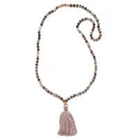 Satya Gold Lotus Agate Mala Necklace