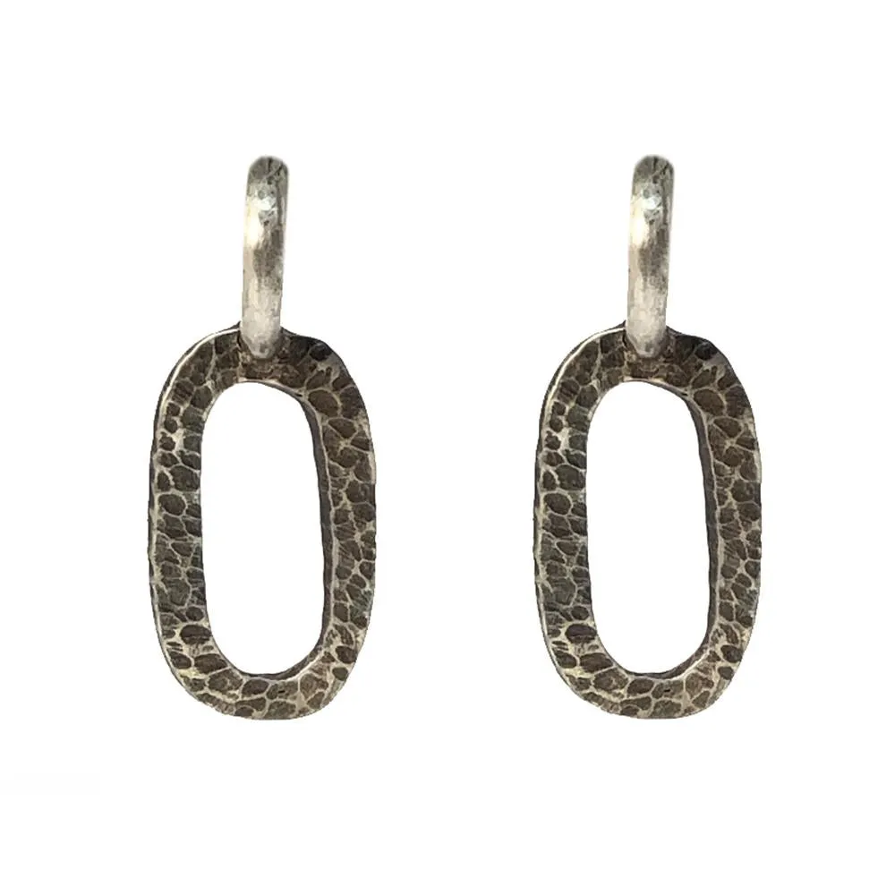 TAT2 Silver Hammered Catena Loop Earrings